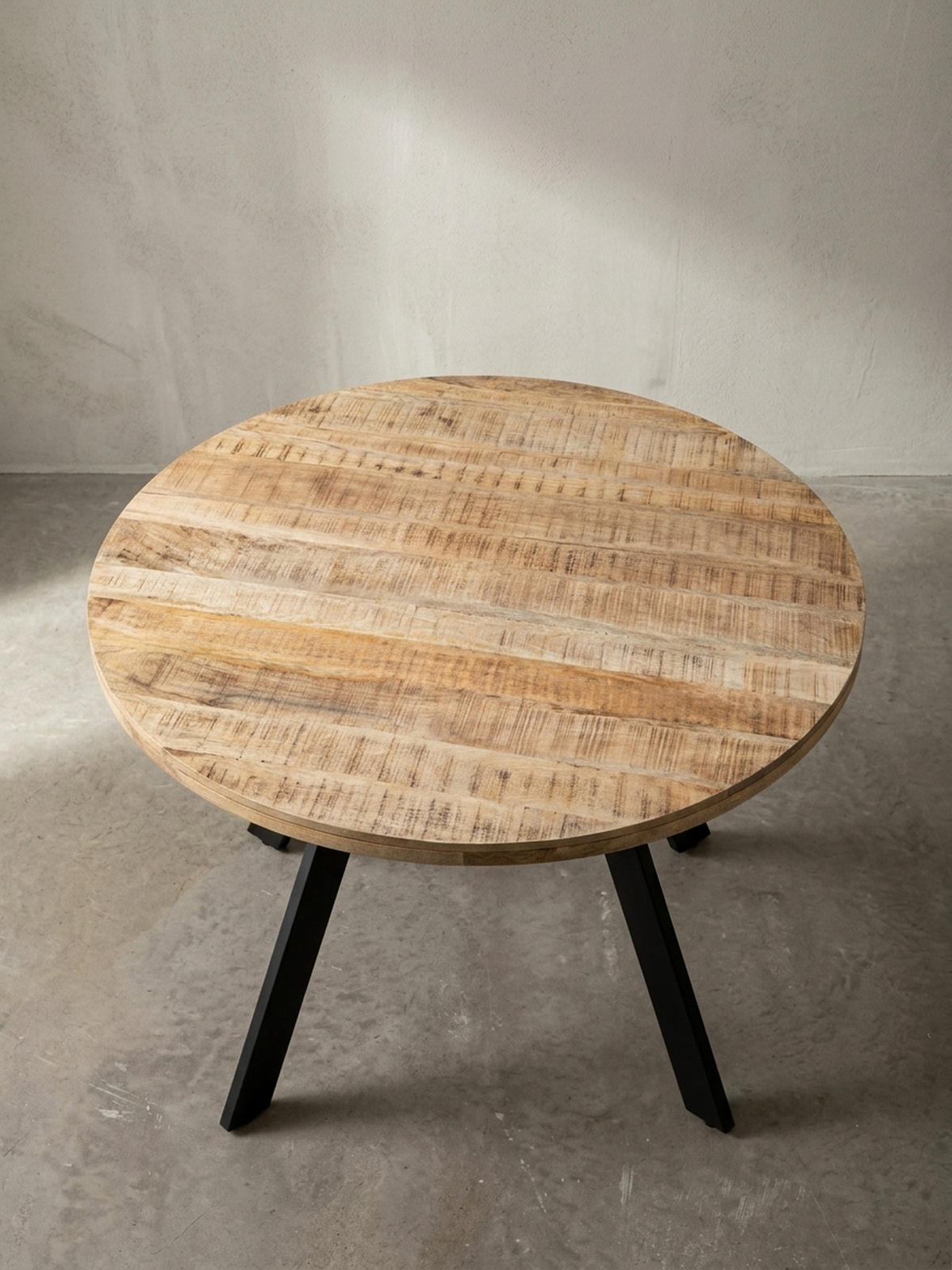 ESSZIMMERTISCH – Rund Mango Massivholz 120x120x76 cm Metallbeine - Schwarz/Braun, Holz/Metall (120/120/76cm) - KADIMA DESIGN