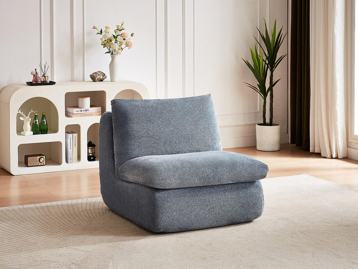 SESSEL mit gerader Rückenlehne - 1 Person - Stoff - Blau - - Blau, Textil (84/78/104cm) - Vente-Unique