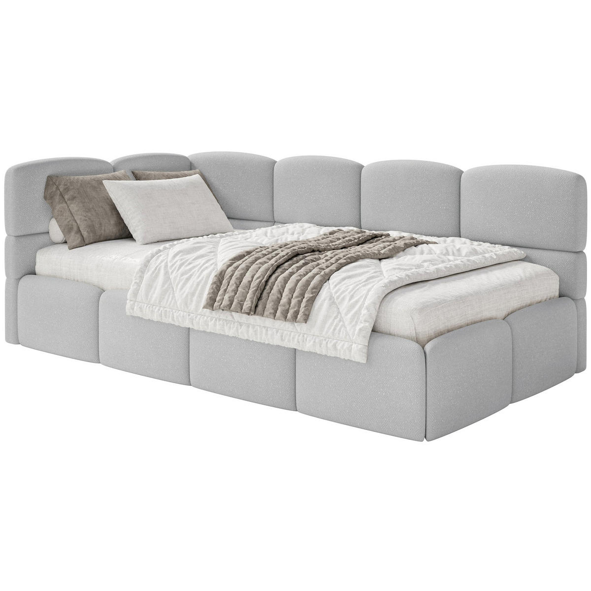 JUGENDBETT Cloudy Hellgrau 120 cm, Chenille - Hellgrau/Schwarz, Kunststoff/Textil (120/200cm) - Selsey
