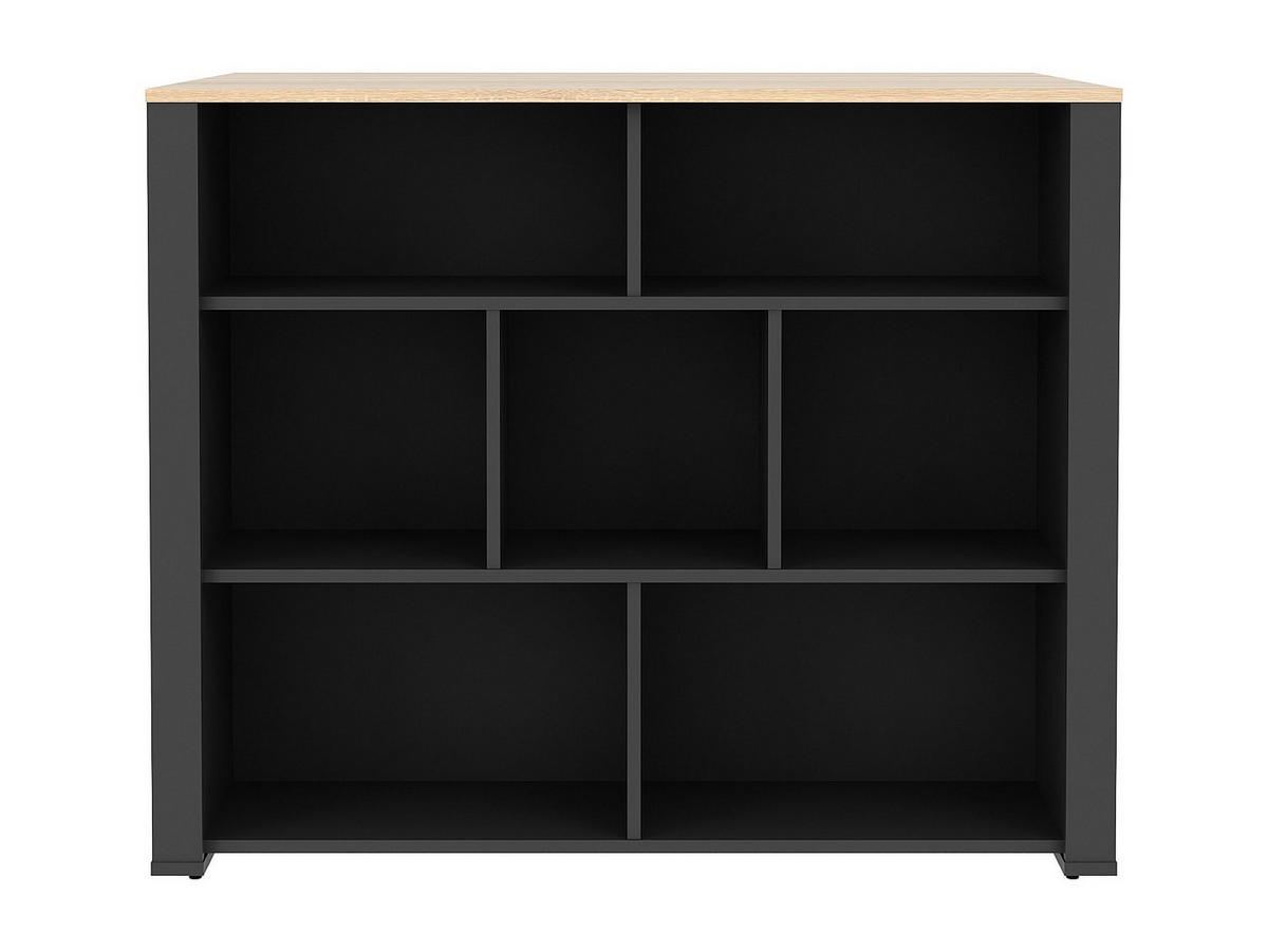 KÜCHENINSEL mit 7 Ablagen - Holzfarben & Anthrazit - OPOLE - Anthrazit, Holz (110.2/90.5/80cm) - Vente-Unique