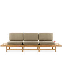 GARTENSOFA ATREDA 3-Sitzer, mit beideseitig Ablagen - Beige, Holz/Textil (260/74/80cm) - KONSIMO®