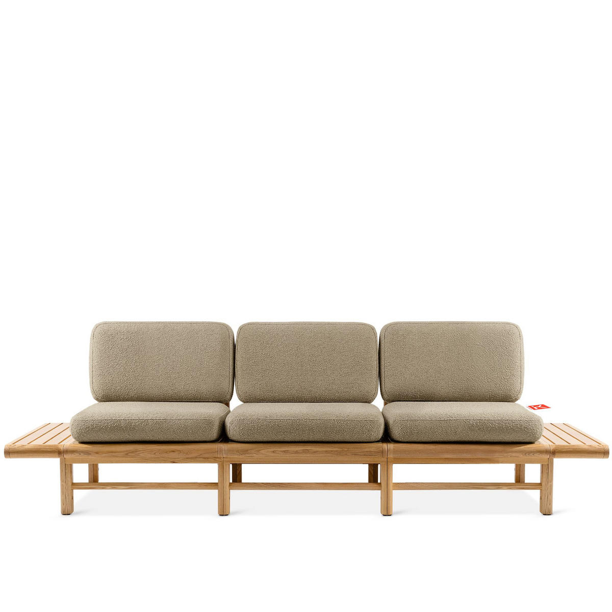 GARTENSOFA ATREDA 3-Sitzer, mit beideseitig Ablagen - Beige, Holz/Textil (260/74/80cm) - KONSIMO®