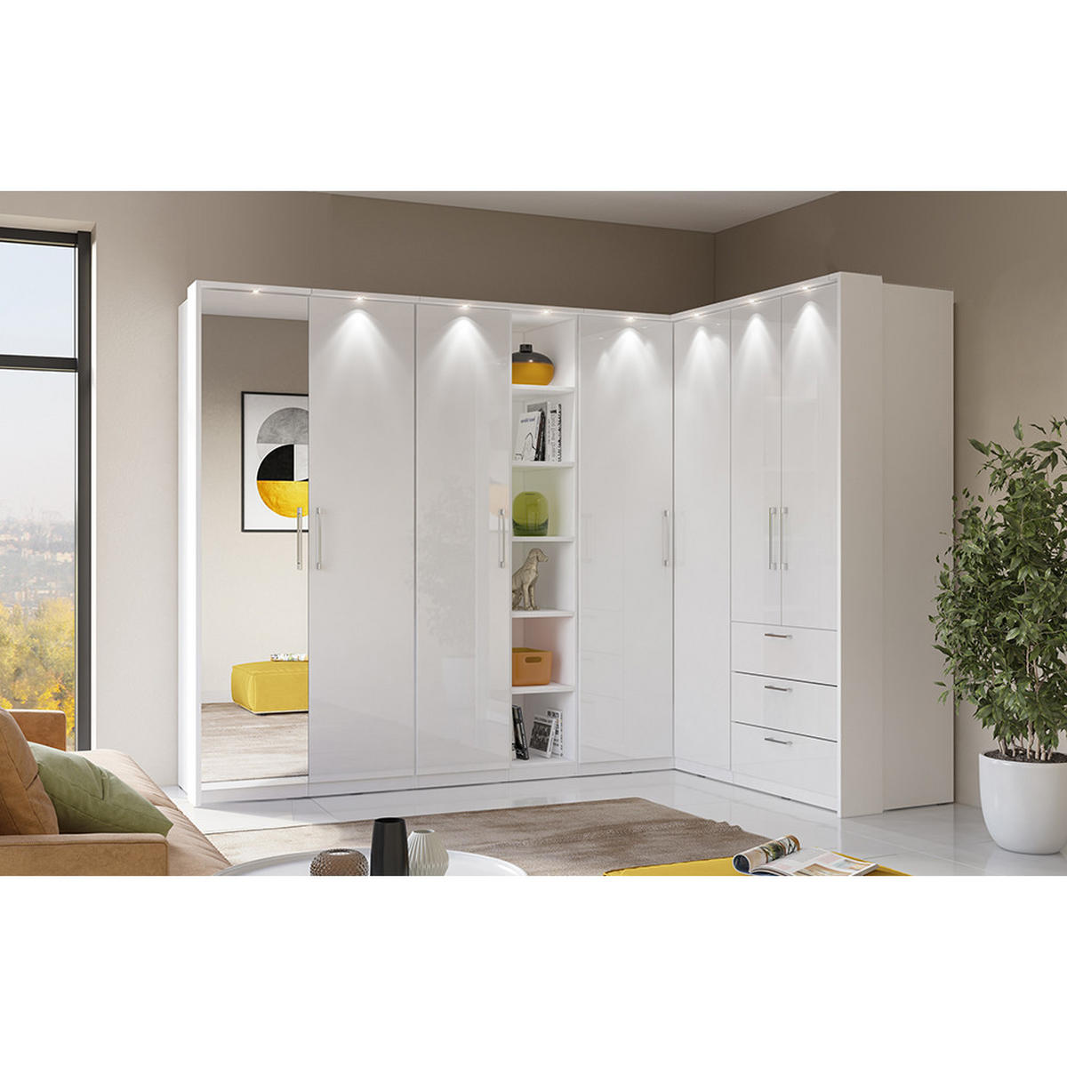 KLEIDERSCHRANK Olmo-83 - Weiß, Holzwerkstoff (109/217/63cm) - Lomado