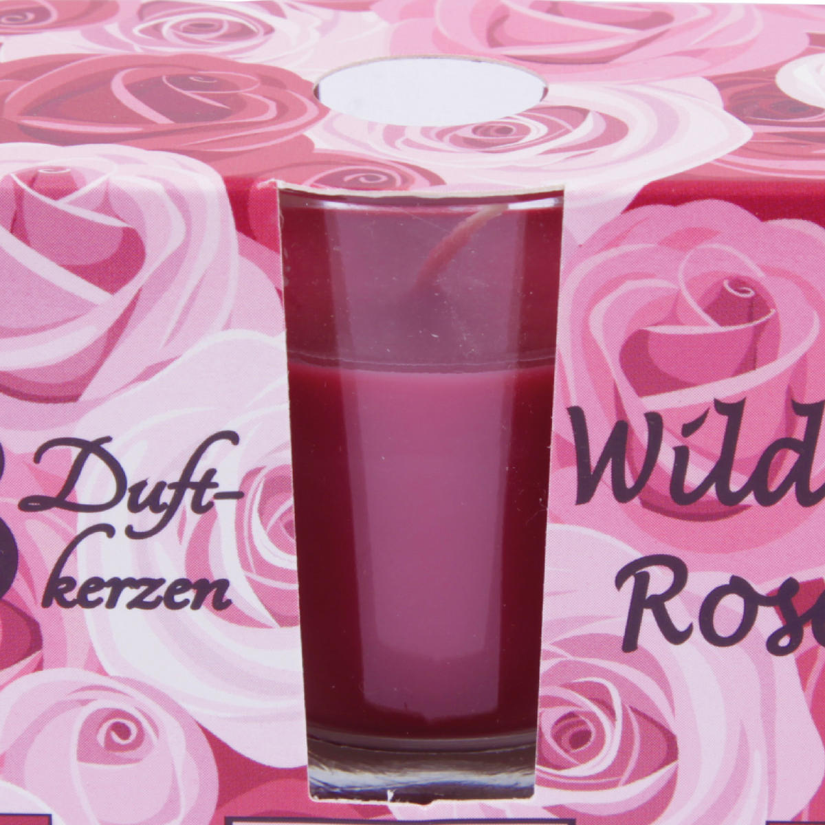 DUFTKERZEN im Glas "Classic" 3er Pack Wilde Rose - Hellrot, Naturmaterialien (4.5/6.5cm)