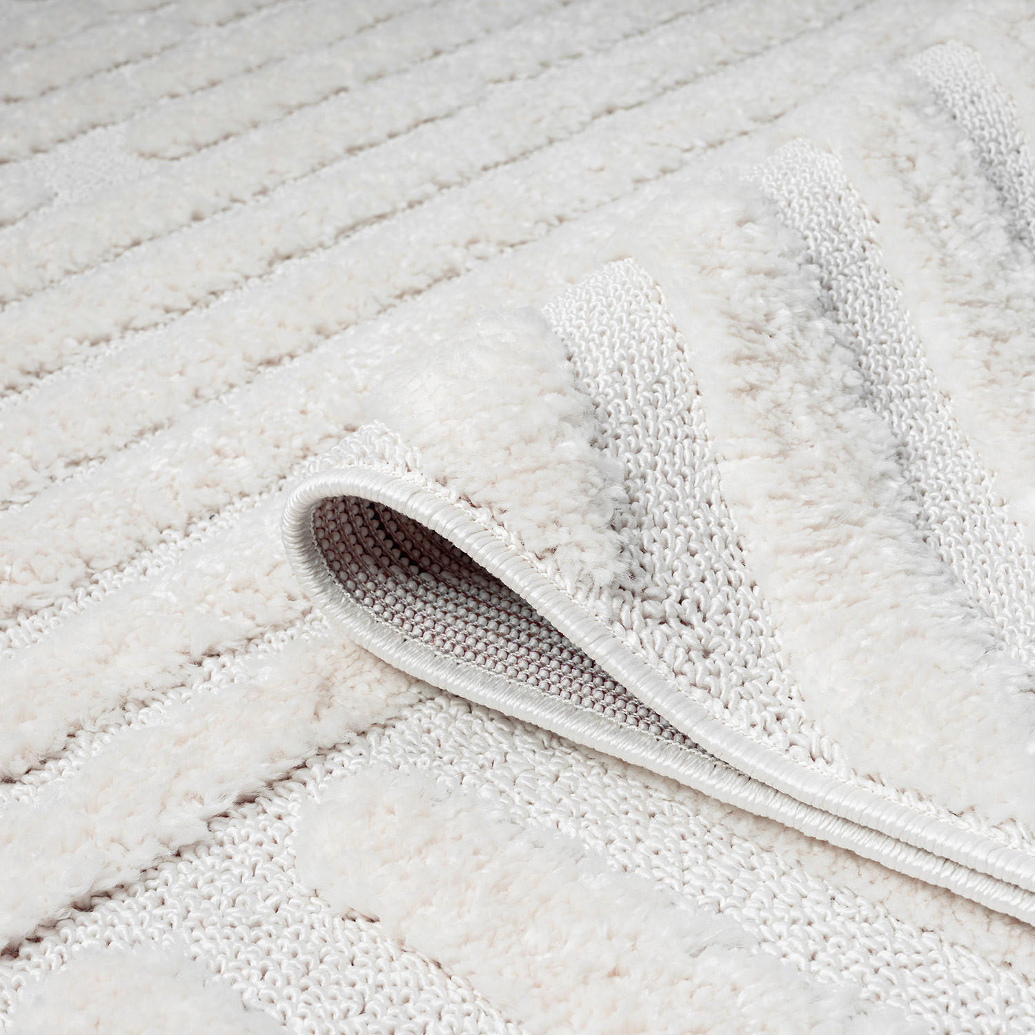 Thumbnail - carpet city Hochflor-Teppich, Creme, Textil, Grafikmuster, Rechteckig, 80x300 cm, Oeko-Tex® Standard 100, für Fußbodenhe...
