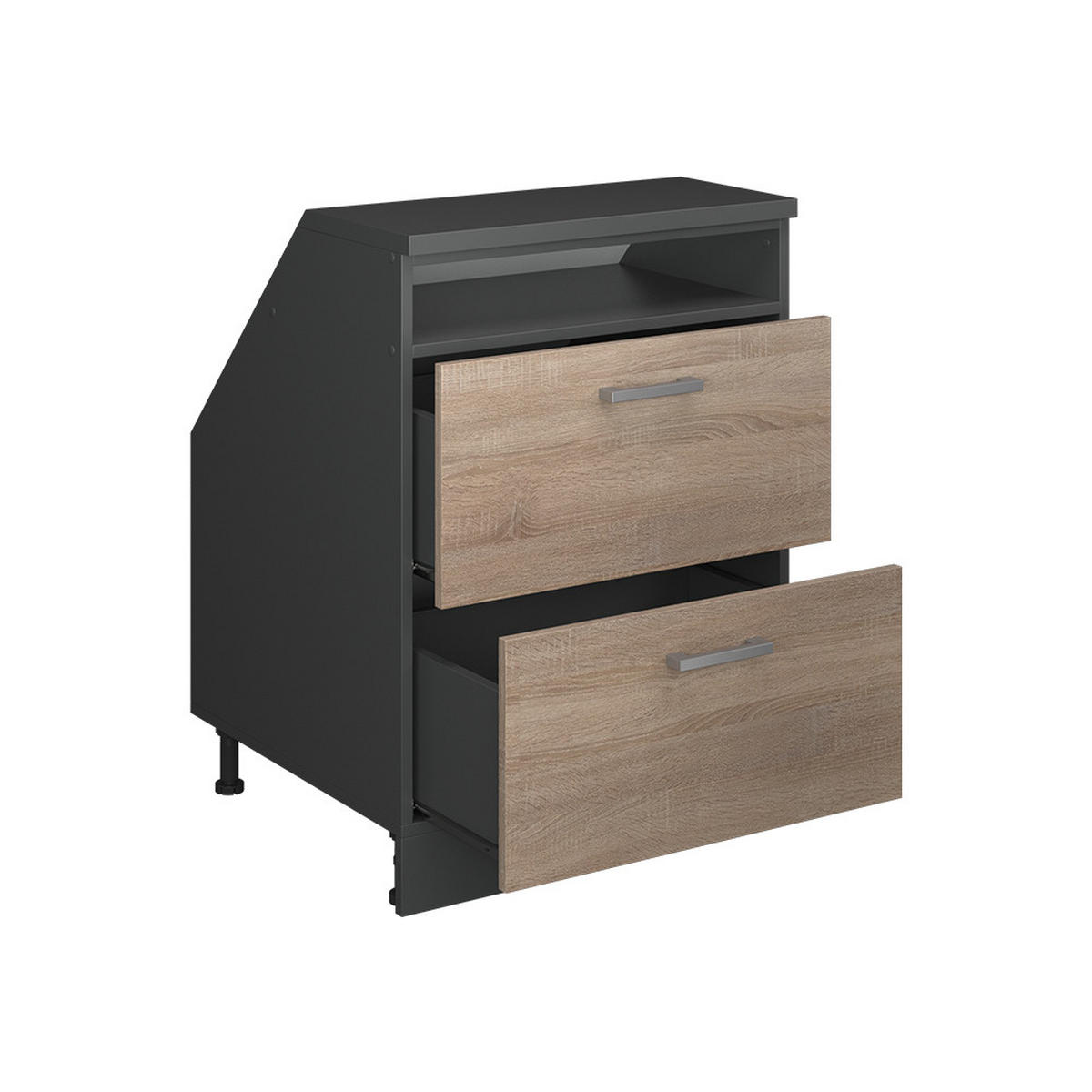 ŠIKMÁ SKRIŇA Rion Sonoma 60 x 81.6 cm s 2 zásuvkami, korpus skrine hĺbka 60 cm - antracitová/dub sonoma, kompozitné drevo (60/83.8/60cm) - Vicco