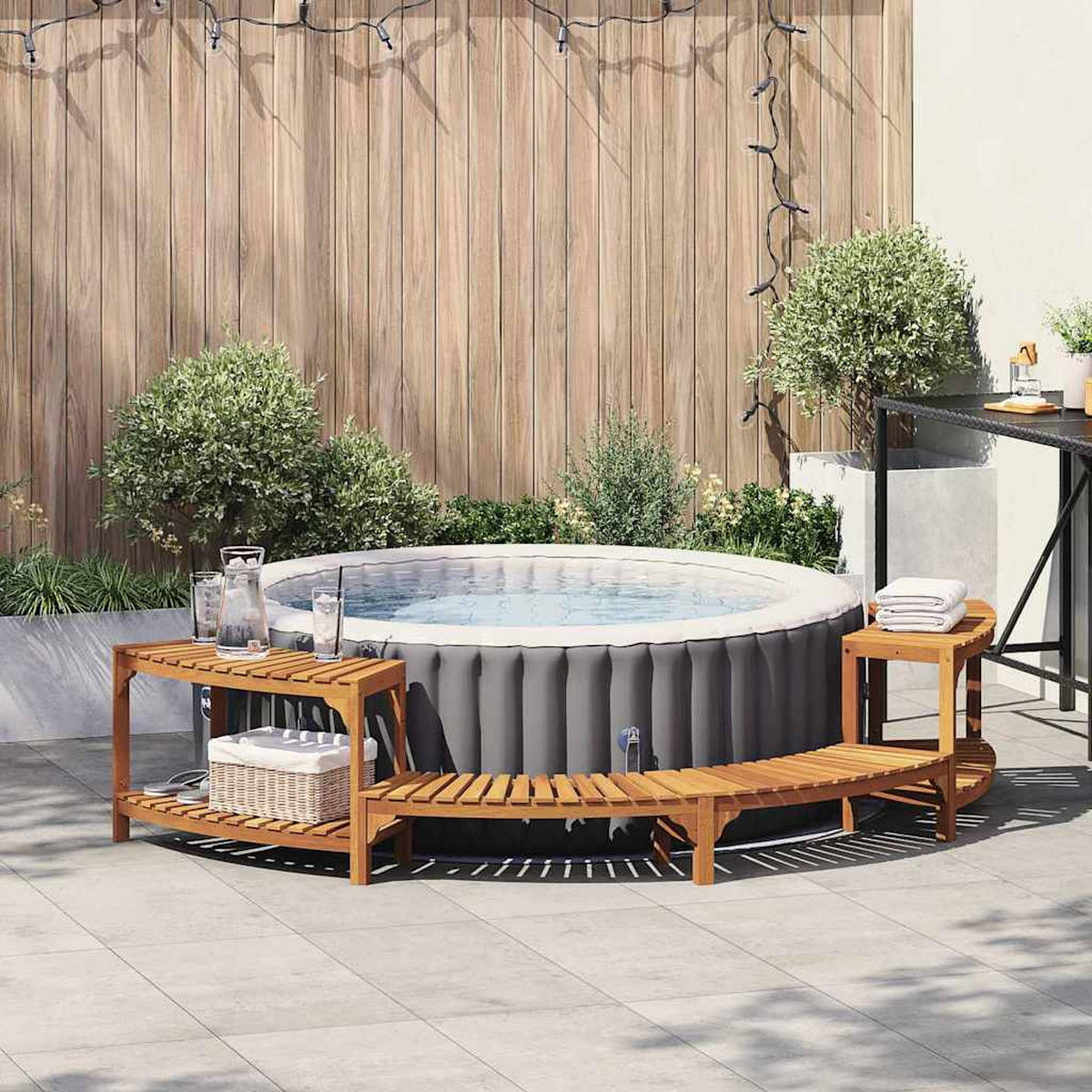 WHIRLPOOL Umgebung Halb-Rund Braun 272/120/55.5 Cm - Braun, Holz (120/55.5/272cm) - vidaXL