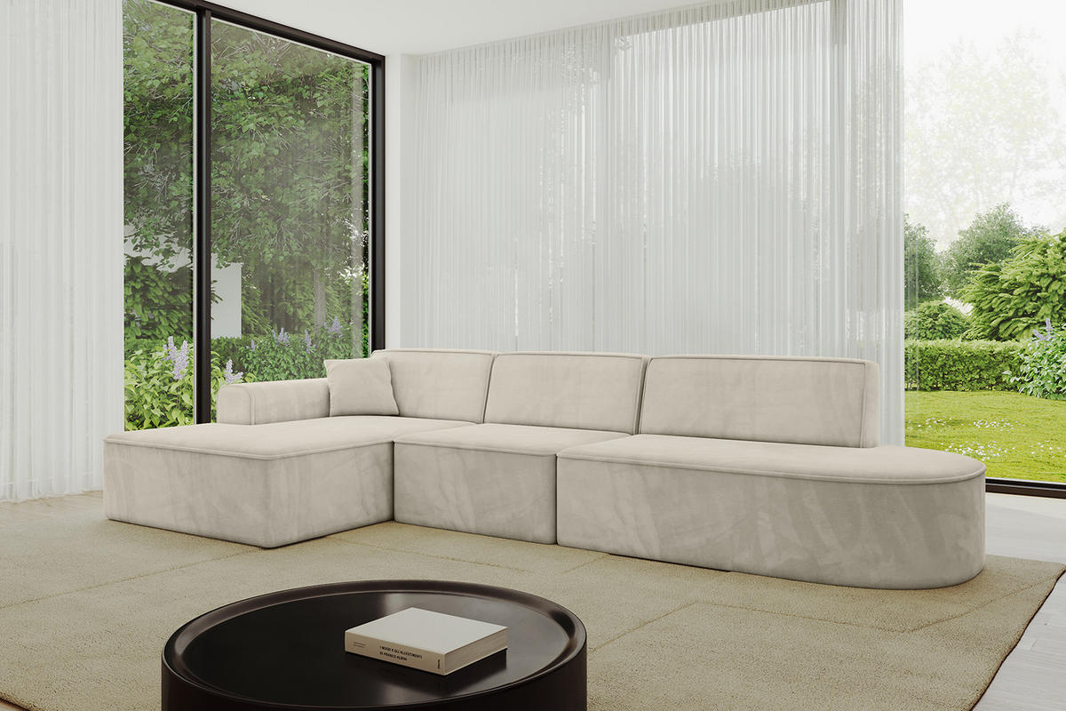 ECKSOFA Ottomane Links IREA-L2-v4 - 328x171x79 cm Dunkelgrau - Ecru, Holzwerkstoff/Textil (328/171cm) - ALTDECOR