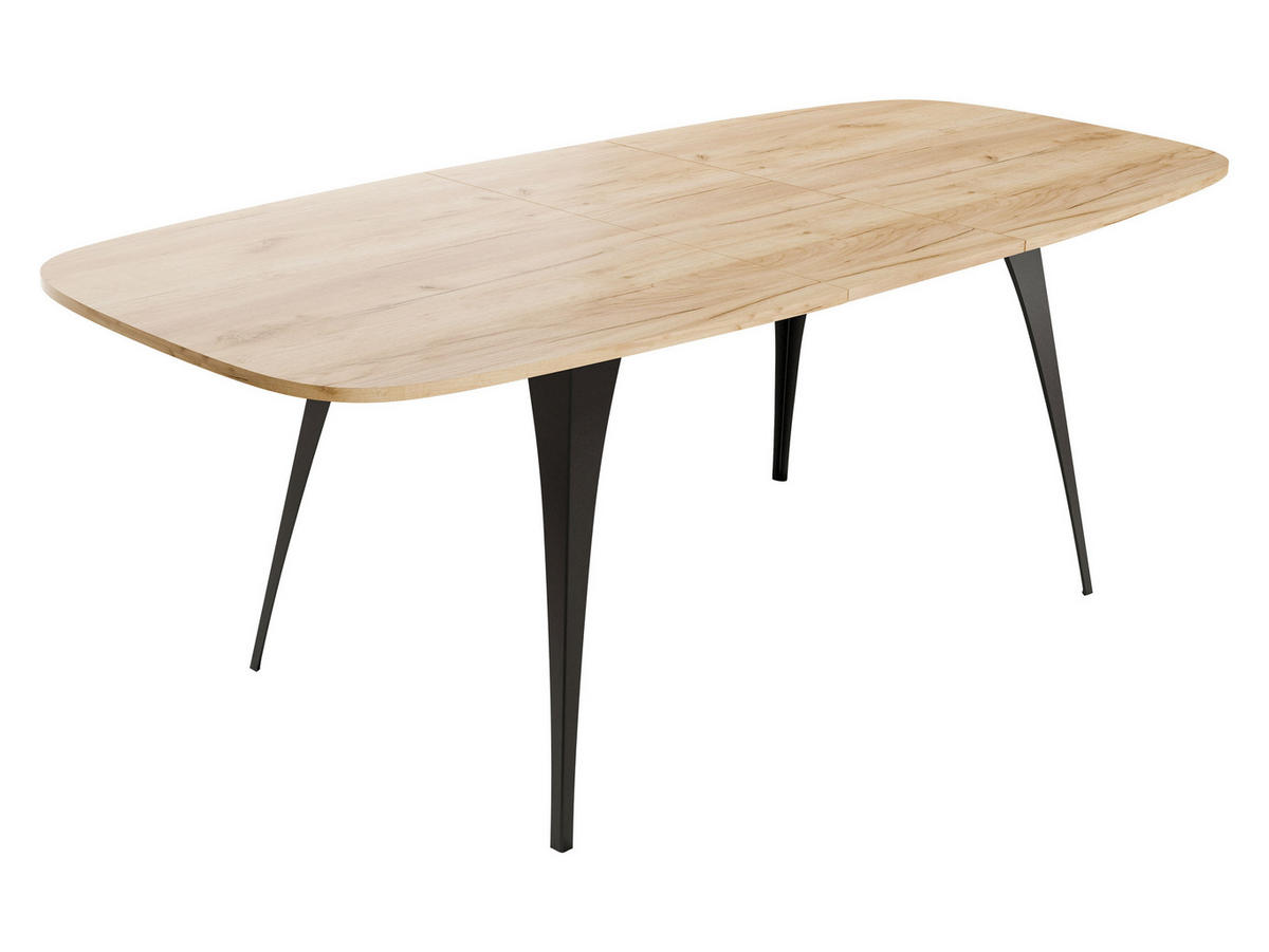 ESSTISCH Aura 160 - Eichefarben/Schwarz, Holzwerkstoff/Metall (90/160/76cm) - MIRJAN24