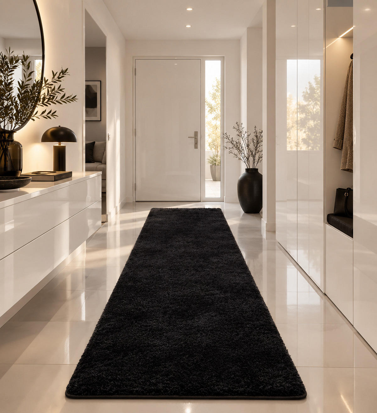 HOCHFLOR SHAGGY LÄUFER TEPPICH PALACE - Schwarz, Textil (80/200cm) - Snapstyle