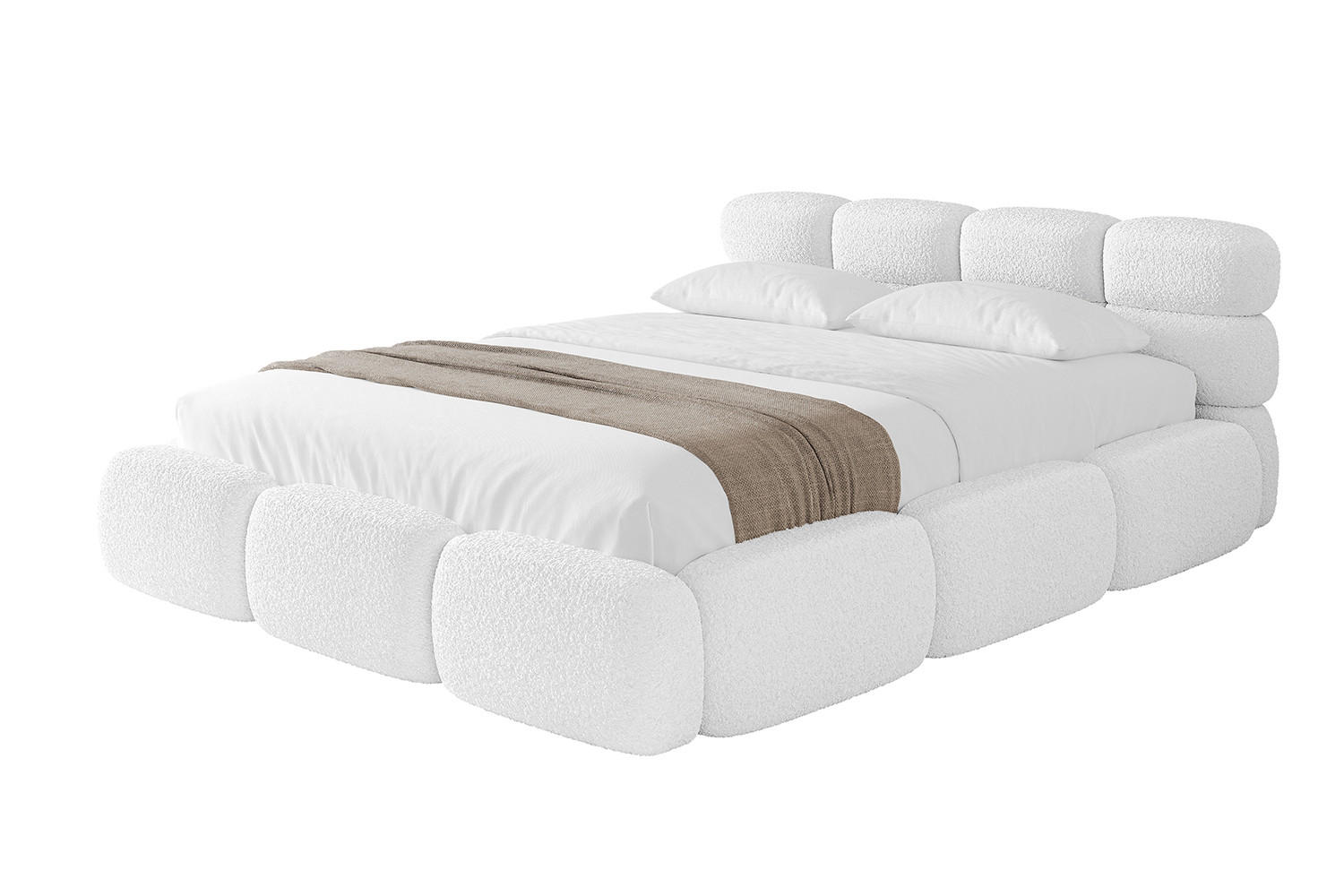 POLSTERBETT mit Bettkasten und Lattenrost, Boxbett ohne Matratze - NOMA 180x200 Weiß - Weiß, Holzwerkstoff/Textil (180/200cm) - ALTDECOR