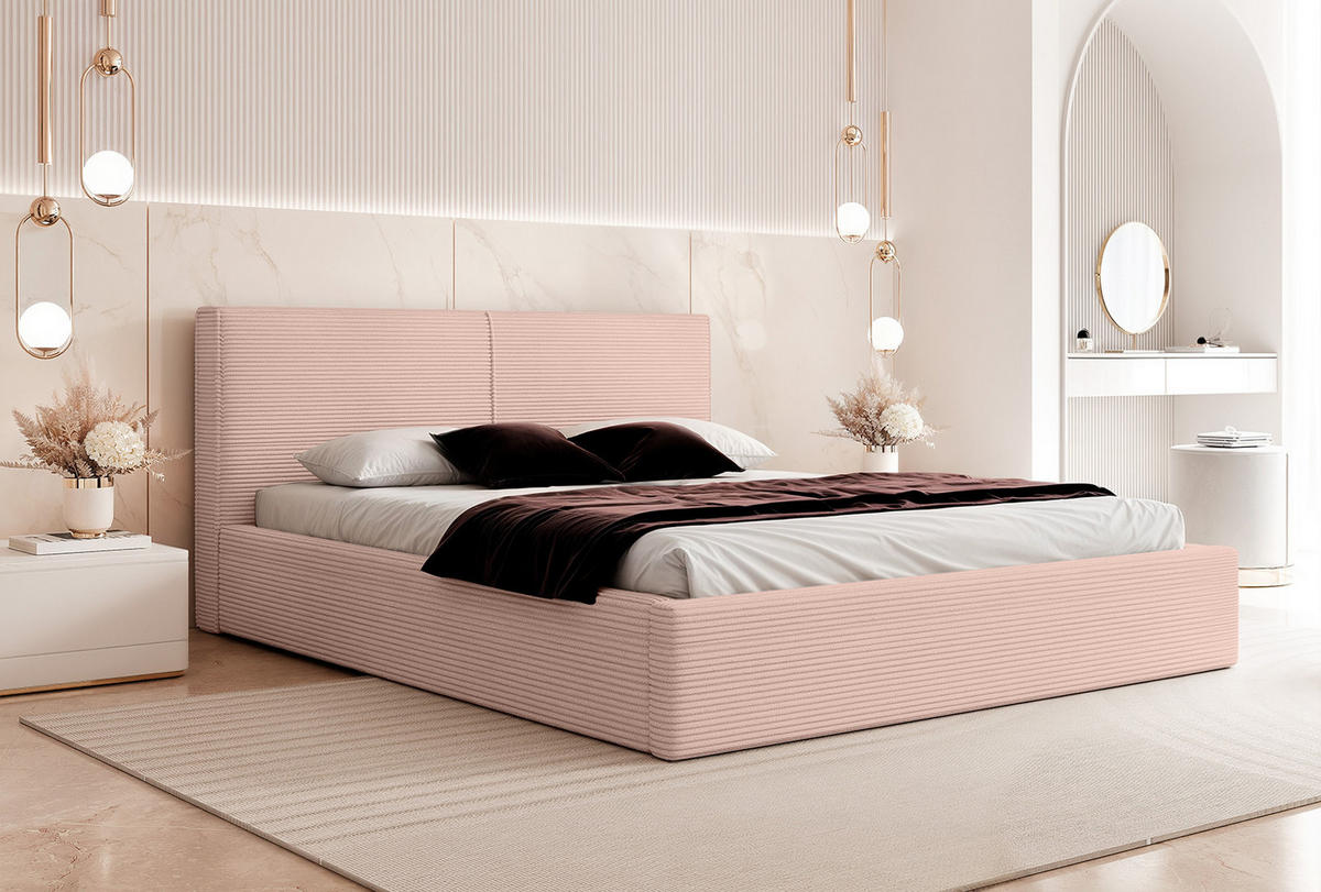 POLSTROVACÍ POSTEL VIVELO 120x200 cm, Růžová - růžová, textil (200/120cm) - Fedve