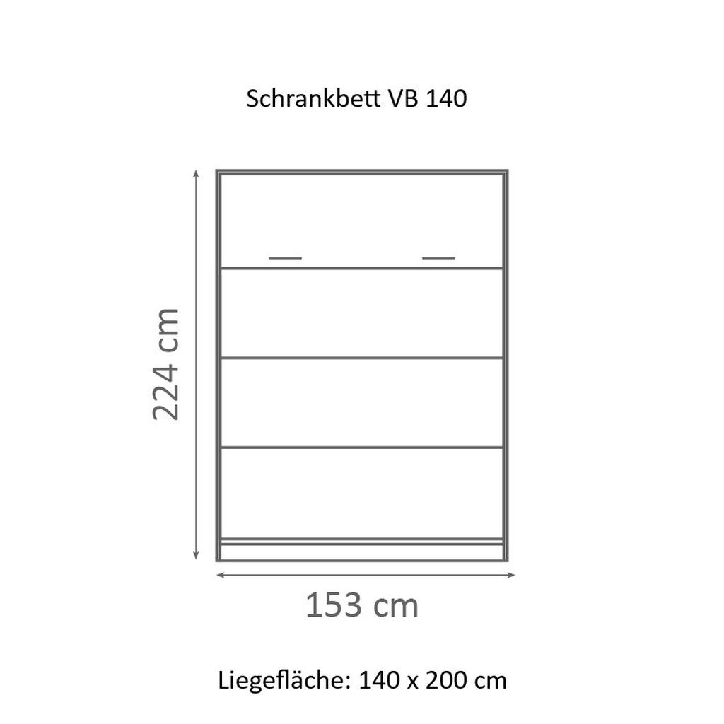 Thumbnail - QMM TraumMöbel Schrankbett, Braun, Schwarz, Holzwerkstoff, 140x200 cm, Schlafzimmer, Betten, Klappbetten