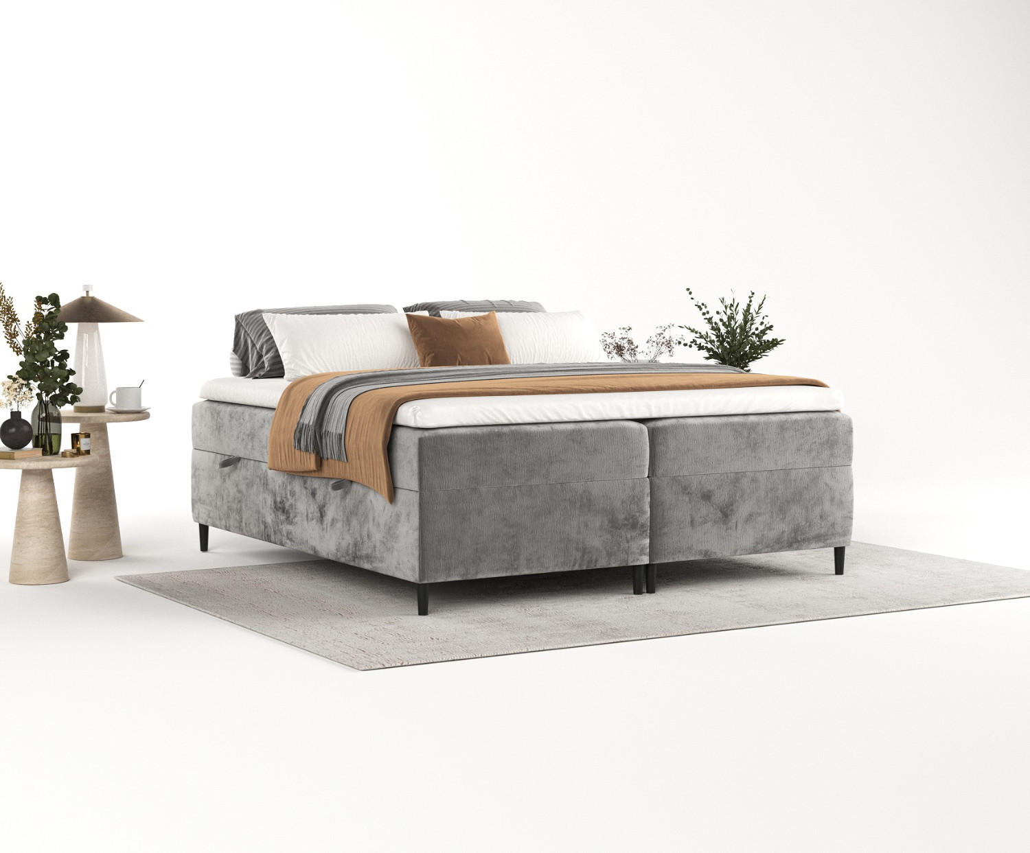 BOXBETT Theo 120/200 cm Grau im Lotta Stoff - Schwarz/Grau, Holz/Holzwerkstoff (120/200cm) - AltaBeds