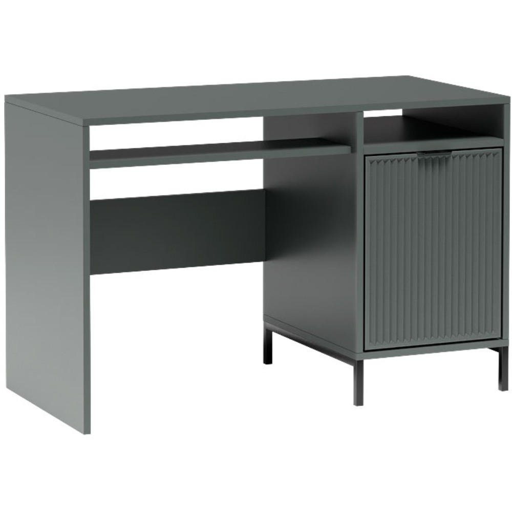SCHREIBTISCH Linna mit ein Tür dunkelgrün 120 cm - Dunkelgrün/Schwarz, Holzwerkstoff/Metall (58/120/78cm) - Beautysofa