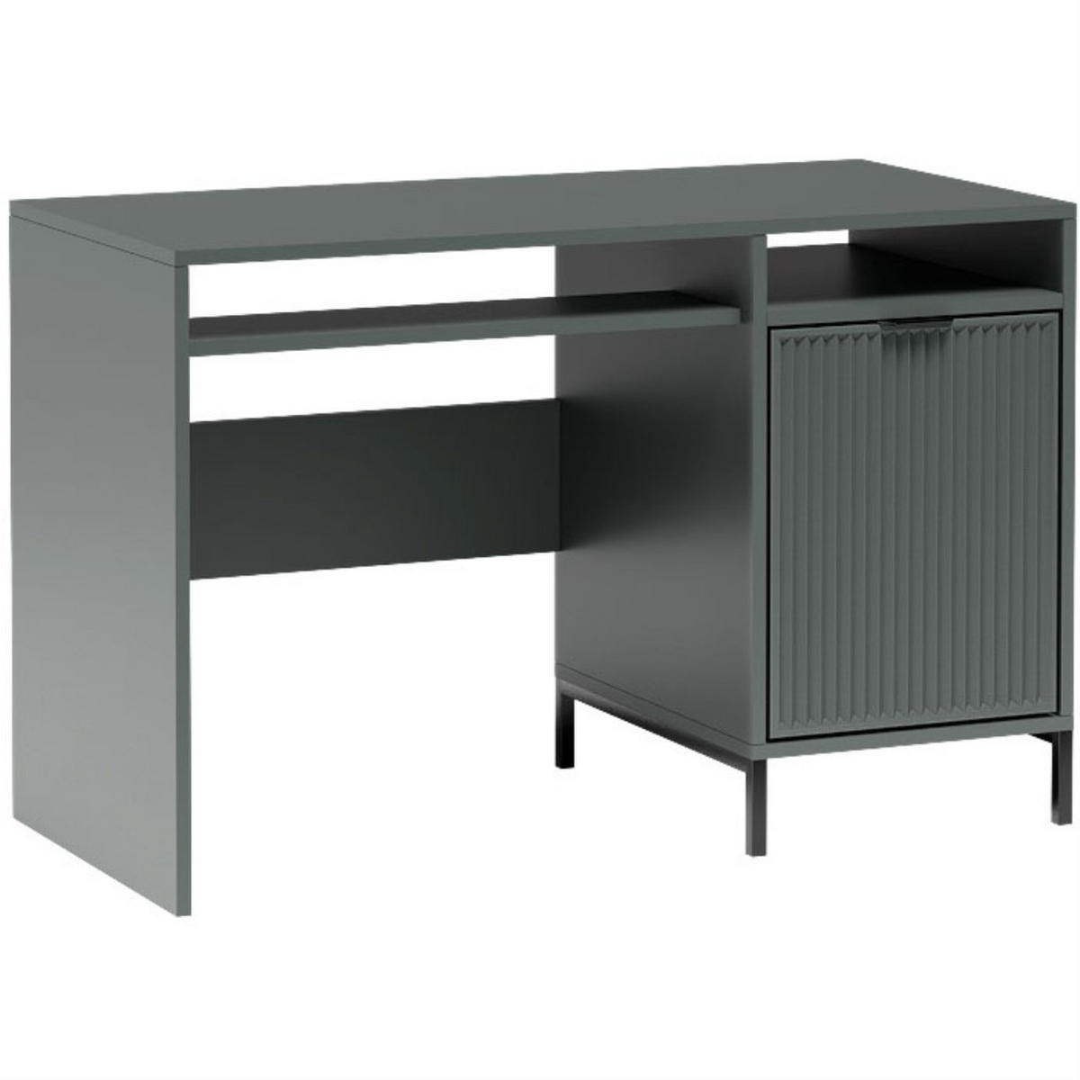 SCHREIBTISCH Linna mit ein Tür dunkelgrün 120 cm - Dunkelgrün/Schwarz, Holzwerkstoff/Metall (58/120/78cm) - Beautysofa