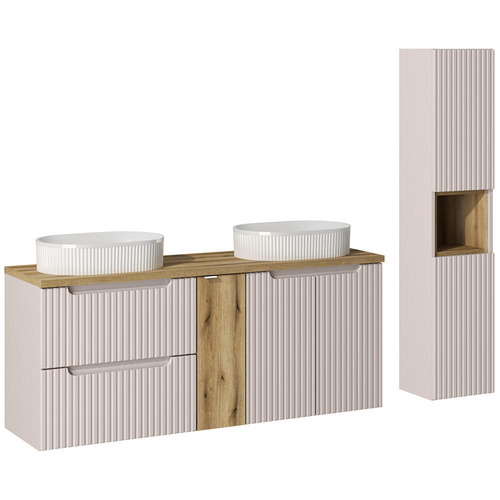 BADMÖBEL-SET 2-TLG. Newport-56 - Beige, Holzwerkstoff (190/190/40cm) - Lomado