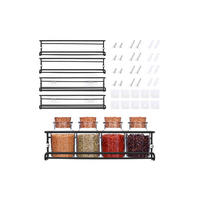 GEWÜRZREGAL 4er Set wandmontiertes aus Kohlenstoffstahl in Schwarz Sicheres Design Optimale Raumnutzung 400 x 145 x 145 cm - Schwarz, Metall (400/145/145cm) - Livingandhome