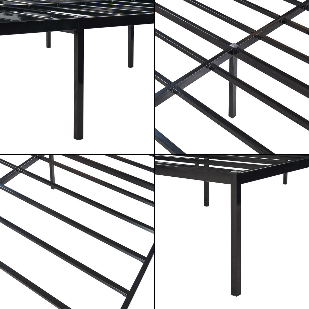METALLBETT Vårdö - Schwarz, Metall (180/200cm) - [en.casa]