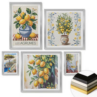 WANDBILDER 5er Set - 50x50 cm & 20x30 cm & 40x60 cm Silberner Rahmen - Zitronenbäume am Meer - Silberfarben, Kunststoff (40/60cm) - ArtPrintCave