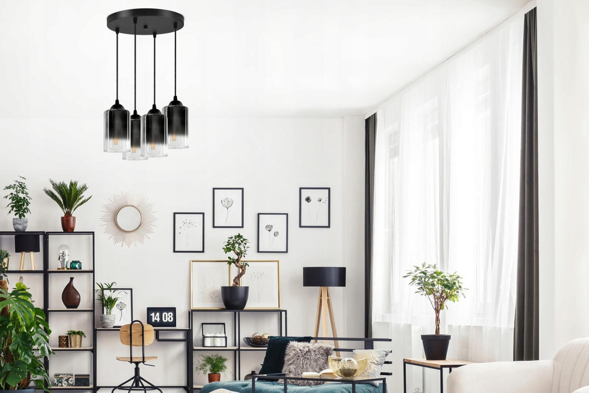 PENDELLEUCHTE GRAF - Transparent/Anthrazit, Glas/Metall (35/35/80cm) - kiki design