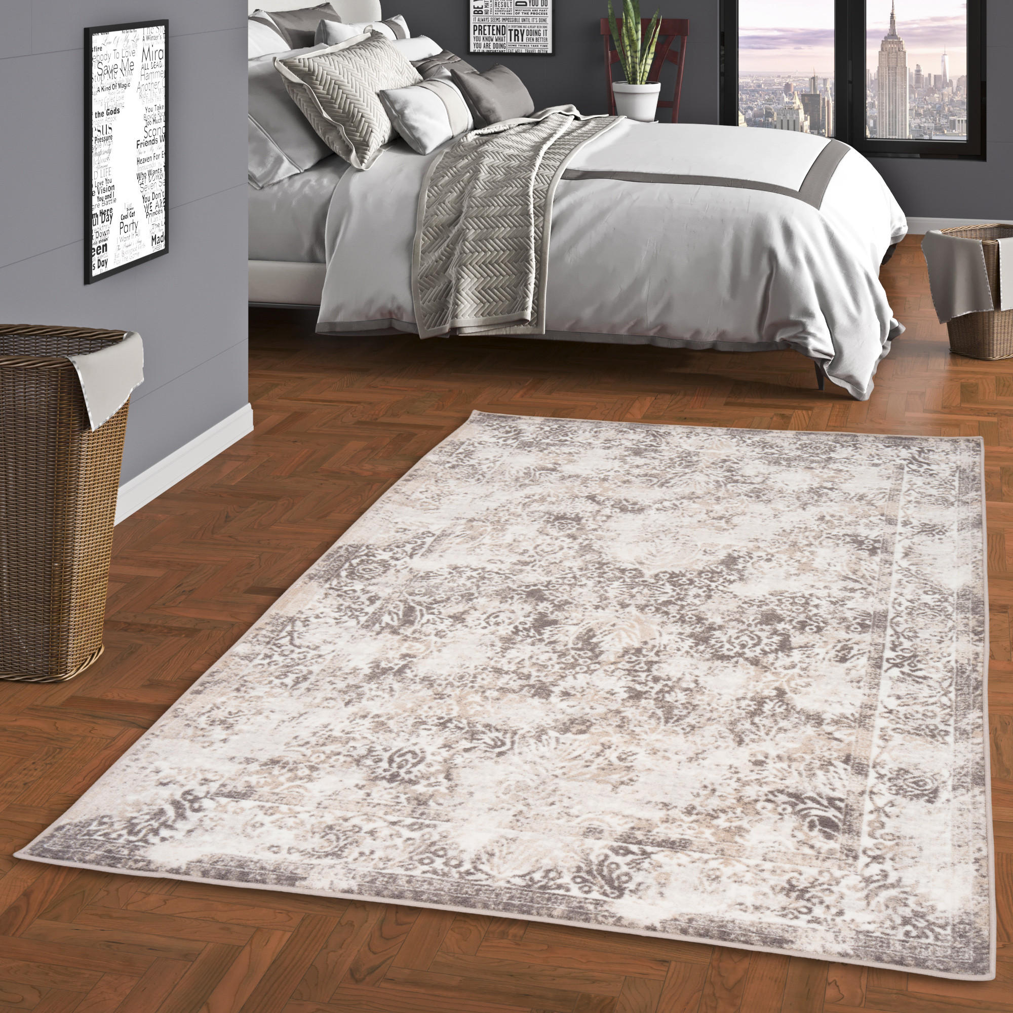 DESIGNER TEPPICH TAWIRA VINTAGE BORDÜRE - Beige/Grau, Textil (80/160cm) - Pergamon