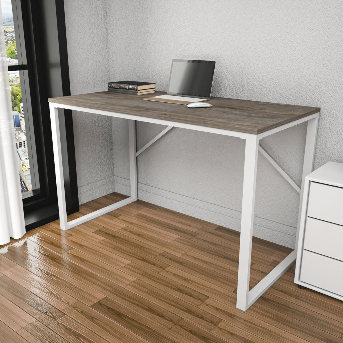 COMPUTERTISCH Layton Weiß Wenge - Braun, Holzwerkstoff (60/120/16cm) - Decorotika
