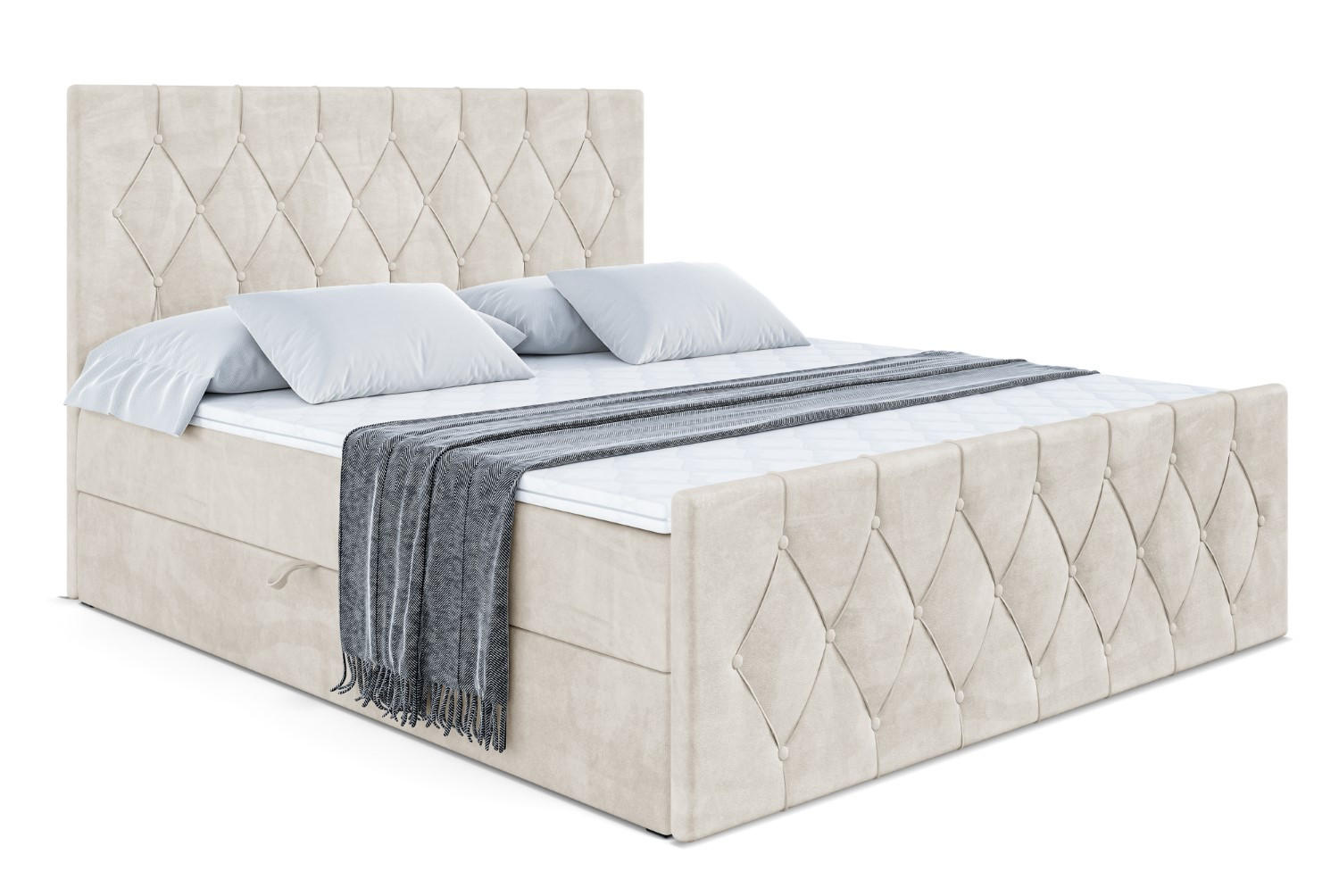 BOXBETT VELANTO-Z - 180 x 200 - H4 - Ecru - Beige, Holzwerkstoff (180/200cm) - ALTDECOR