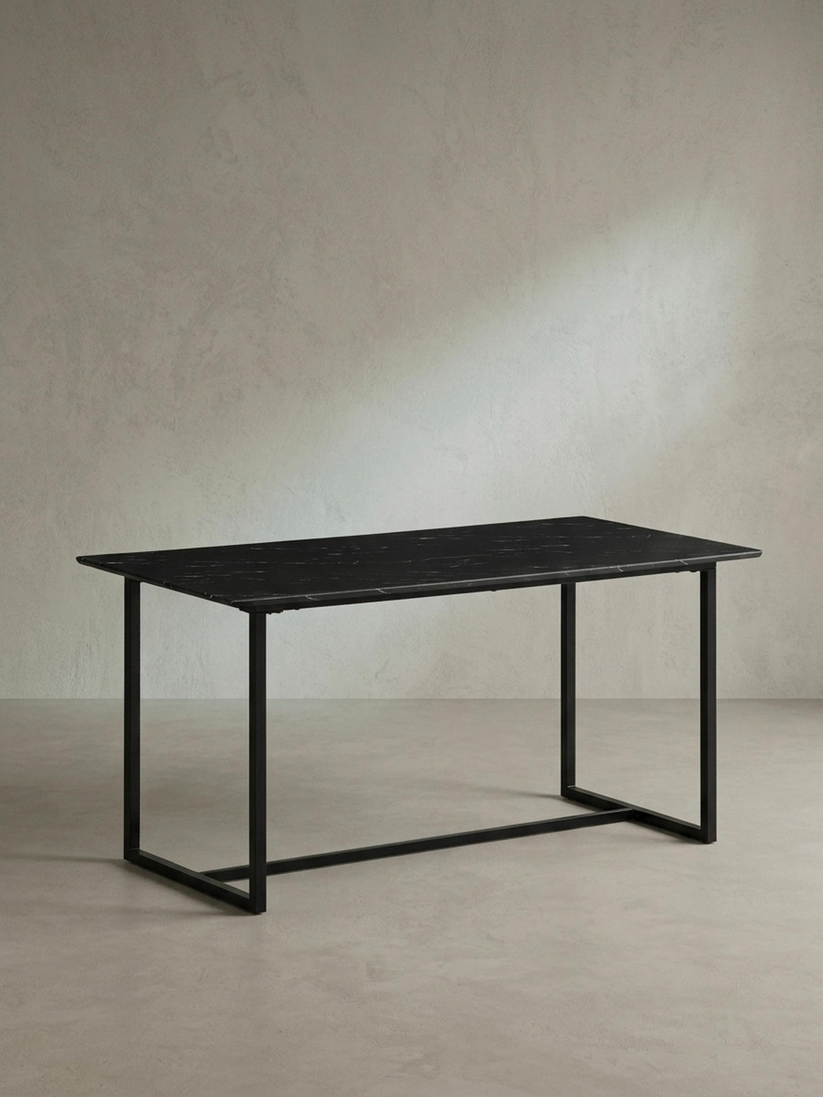 ESSTISCH Marmoroptik Metall Rechteckig Modern Klein, Schwarz 160x80x76 cm - Schwarz, Holzwerkstoff/Metall (80/160/76cm) - KADIMA DESIGN