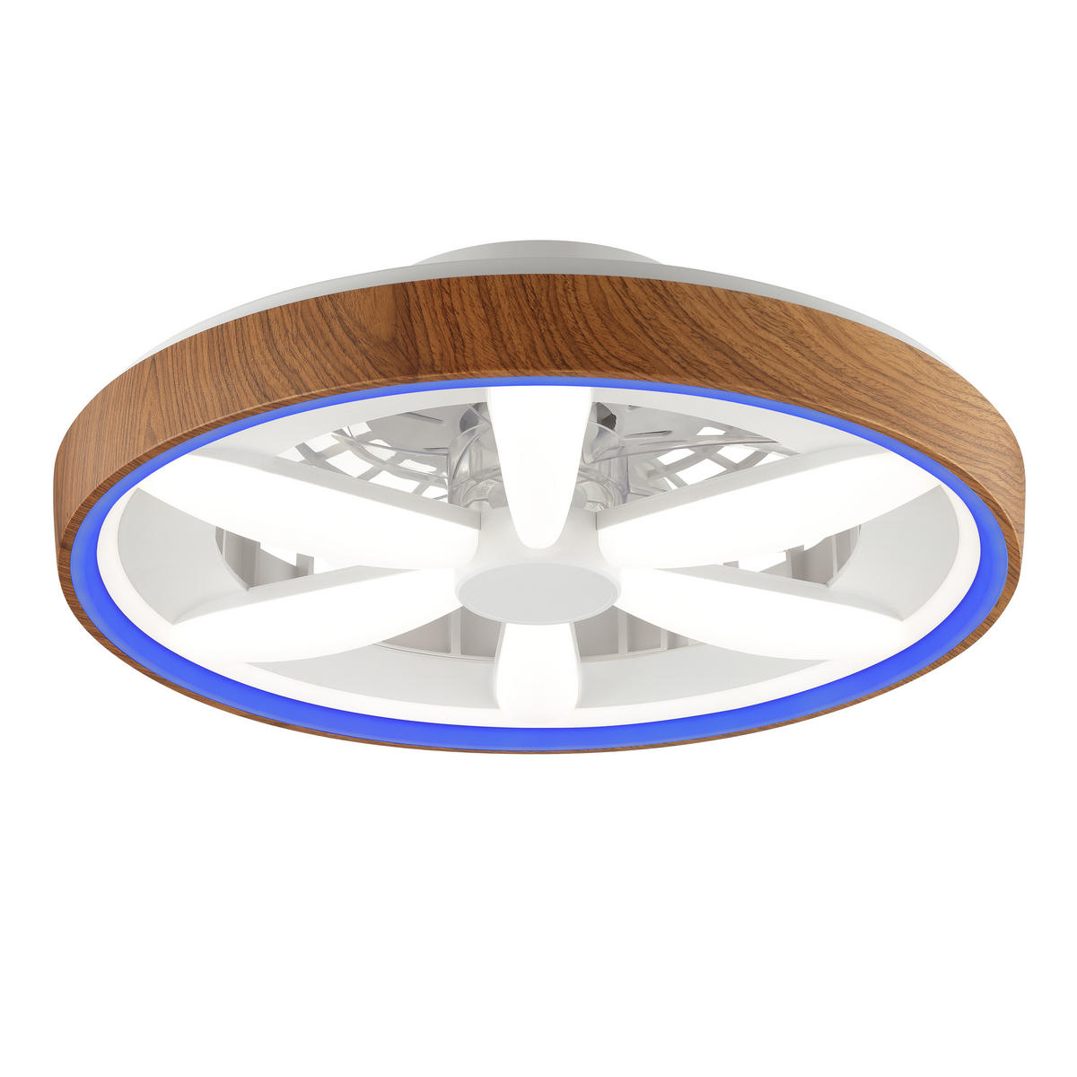 LED DECKENLEUCHTE Gaiano Weiß/Holz 48/48/16 cm - Multicolor, Metall (48/48/16cm) - Brilliant