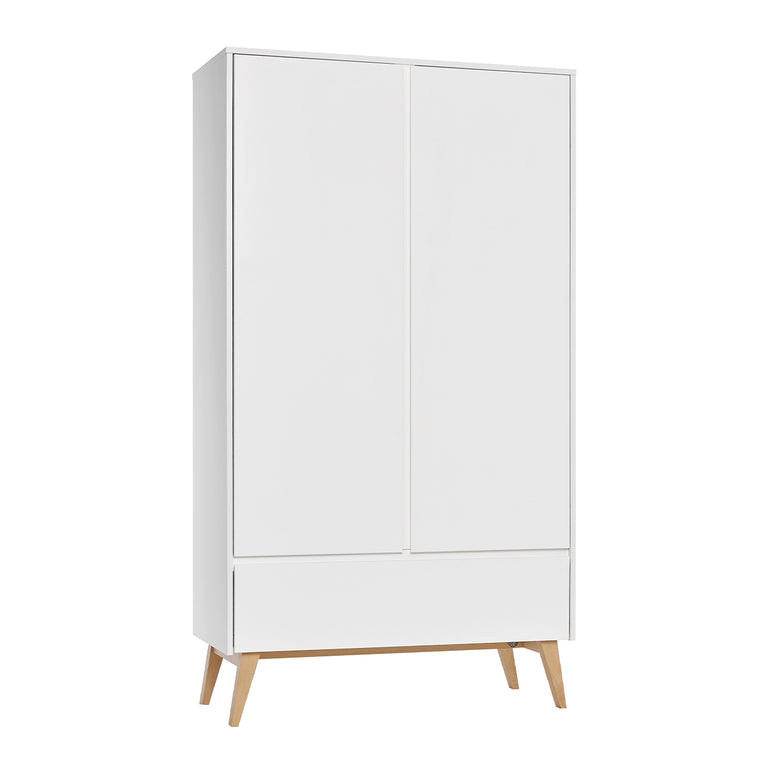 SKRIŇA 2 dvere Biela a drevo - biela, kompozitné drevo (100/200/52cm) - Petits-meubles