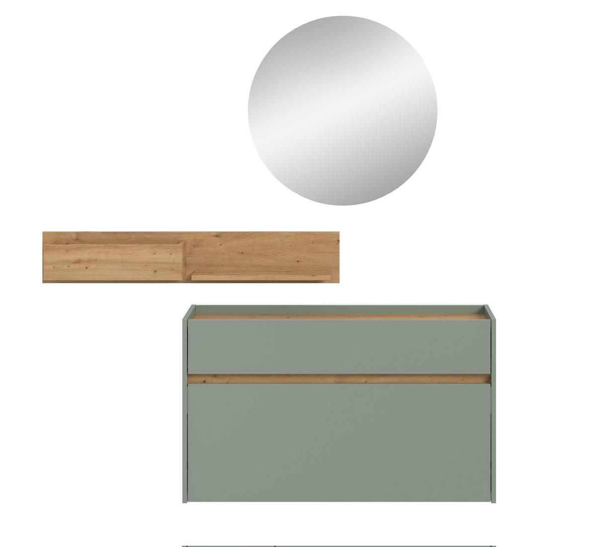GARDEROBE Flow 3-tlg. (B/H/T: ca. 140/197/32 cm) in Salbei/Salbei - Salbeigrün, Holzwerkstoff (140/197/32cm) - Homes & Jones