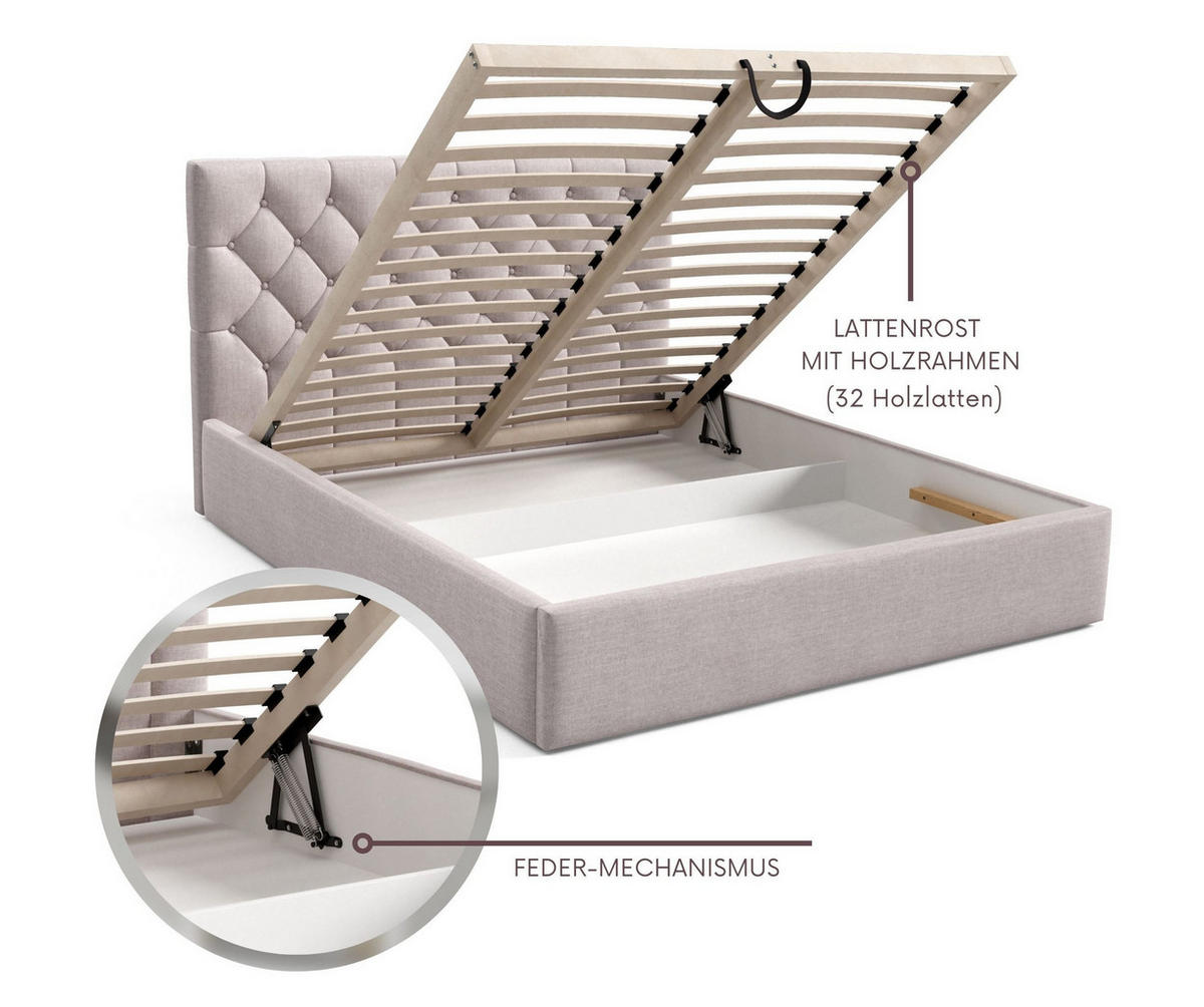 POLSTERBETT BEZA IV - Braun - Beige, Holz/Textil (160/200cm) - AN-Moebel 4u