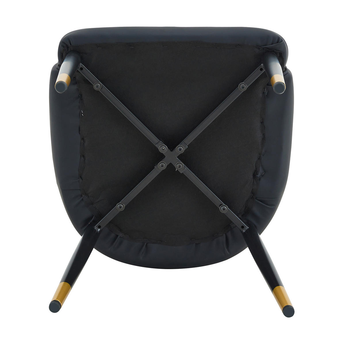 STUHL 2er-Set mit Blitz-Rückenlehne 91 cm Metall PU-Leder Schwarz - Schwarz, Metall (44/91/47.3cm) - Meubliv