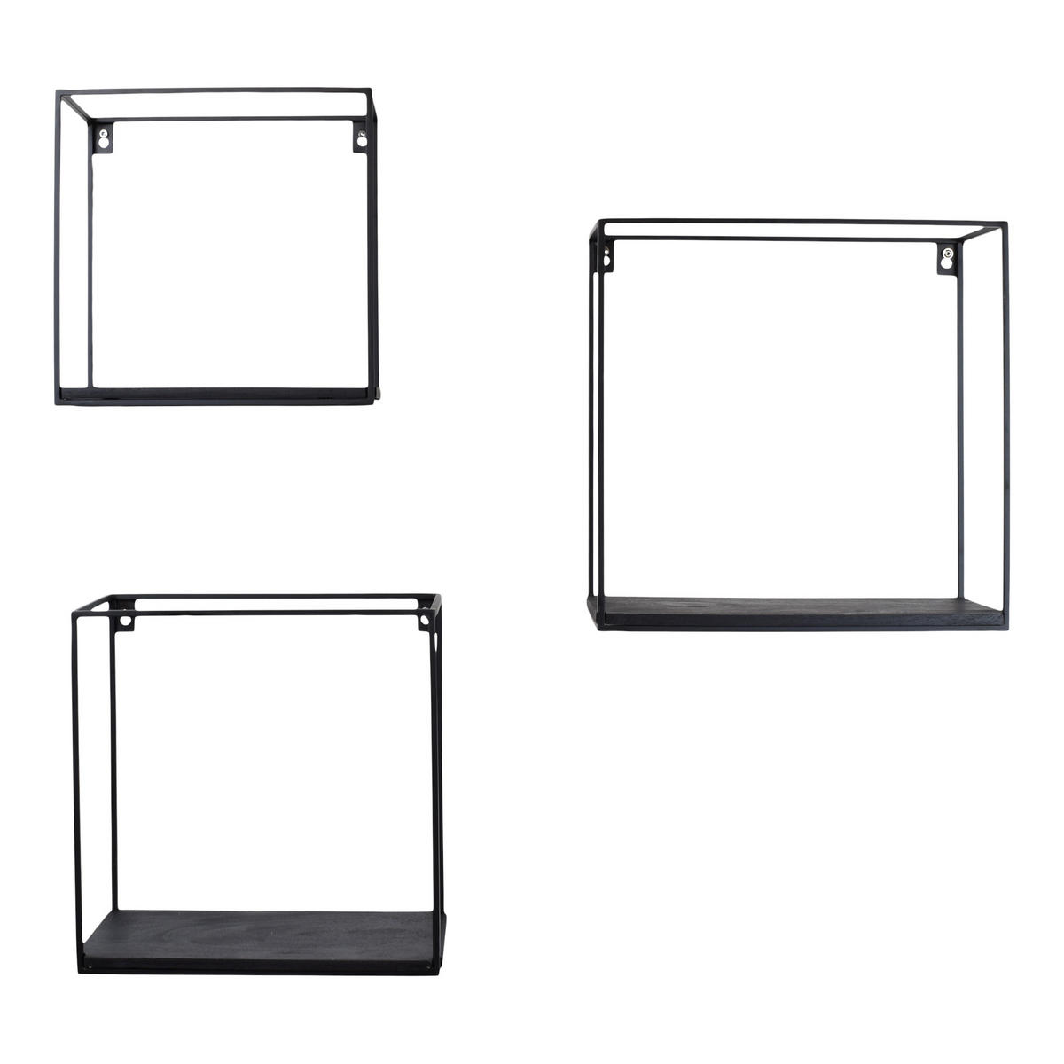WANDREGAL Wally Schwarz 3er-set - Schwarz, Metall (60/70/15cm) - LOFT42
