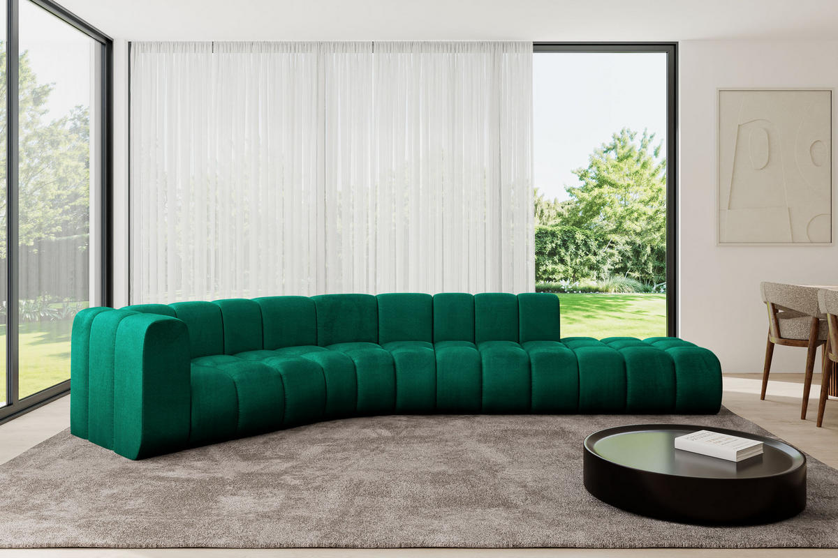 ECKSOFA modulares Sofa Tilmo-L1 - 399x194x70 cm Grün - Dunkelgrün, Holzwerkstoff/Textil (399/194cm) - ALTDECOR