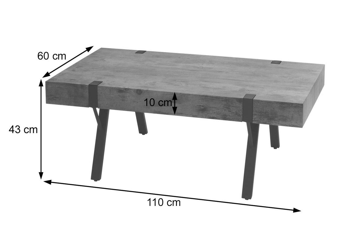 COUCHTISCH eckig Grau - Grau, Holz (60/110/43cm) - MCW