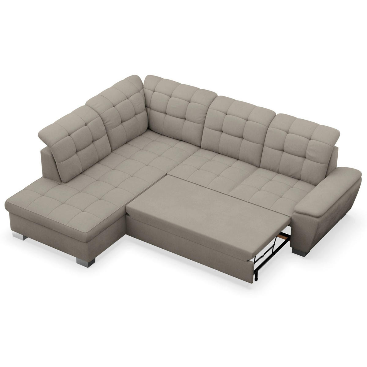 ECKSOFA Jamaal Taupe linksseitig - Taupe/Schwarz, Textil (258/212cm) - Selsey