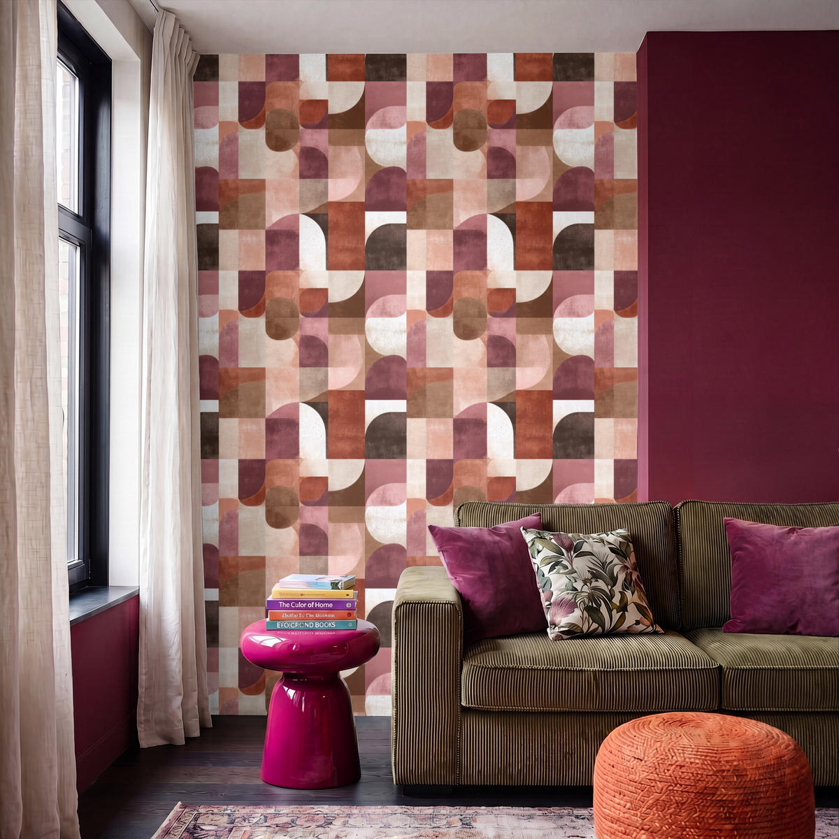 TAPETE - Geometrie - Modern - Retro - 200x300 cm - Multicolor, Papier (200/300cm) - OnlyWow