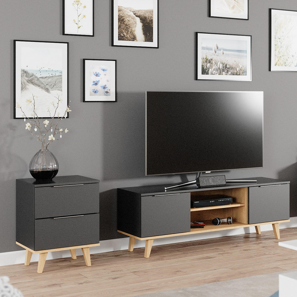 KOMMODE Nautica Anthrazit 45.9 x 60.6 cm - Anthrazit, Holzwerkstoff (46/61/40cm) - Vicco