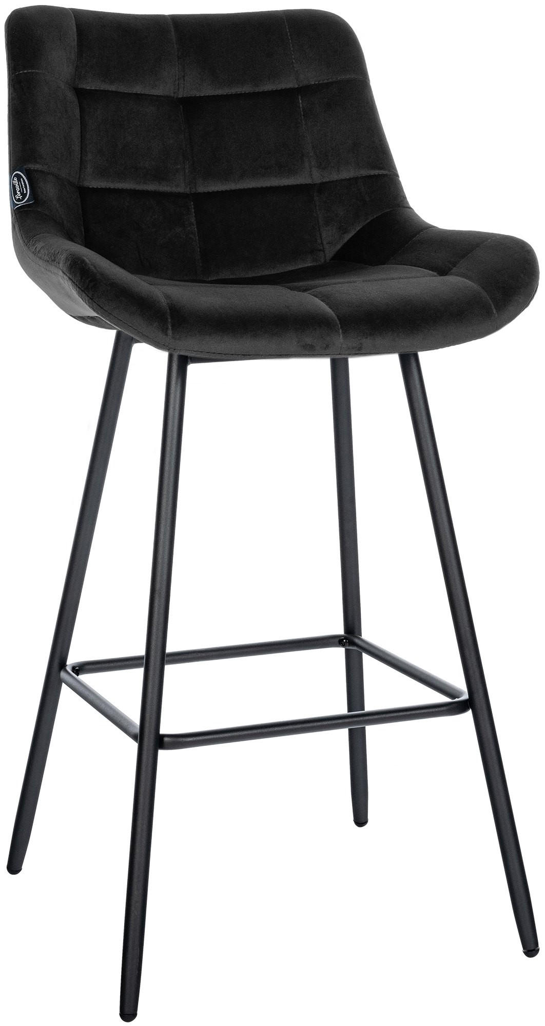 BARHOCKER Samt schwarz - Schwarz, Textil/Metall (49/104/56cm) - CLP