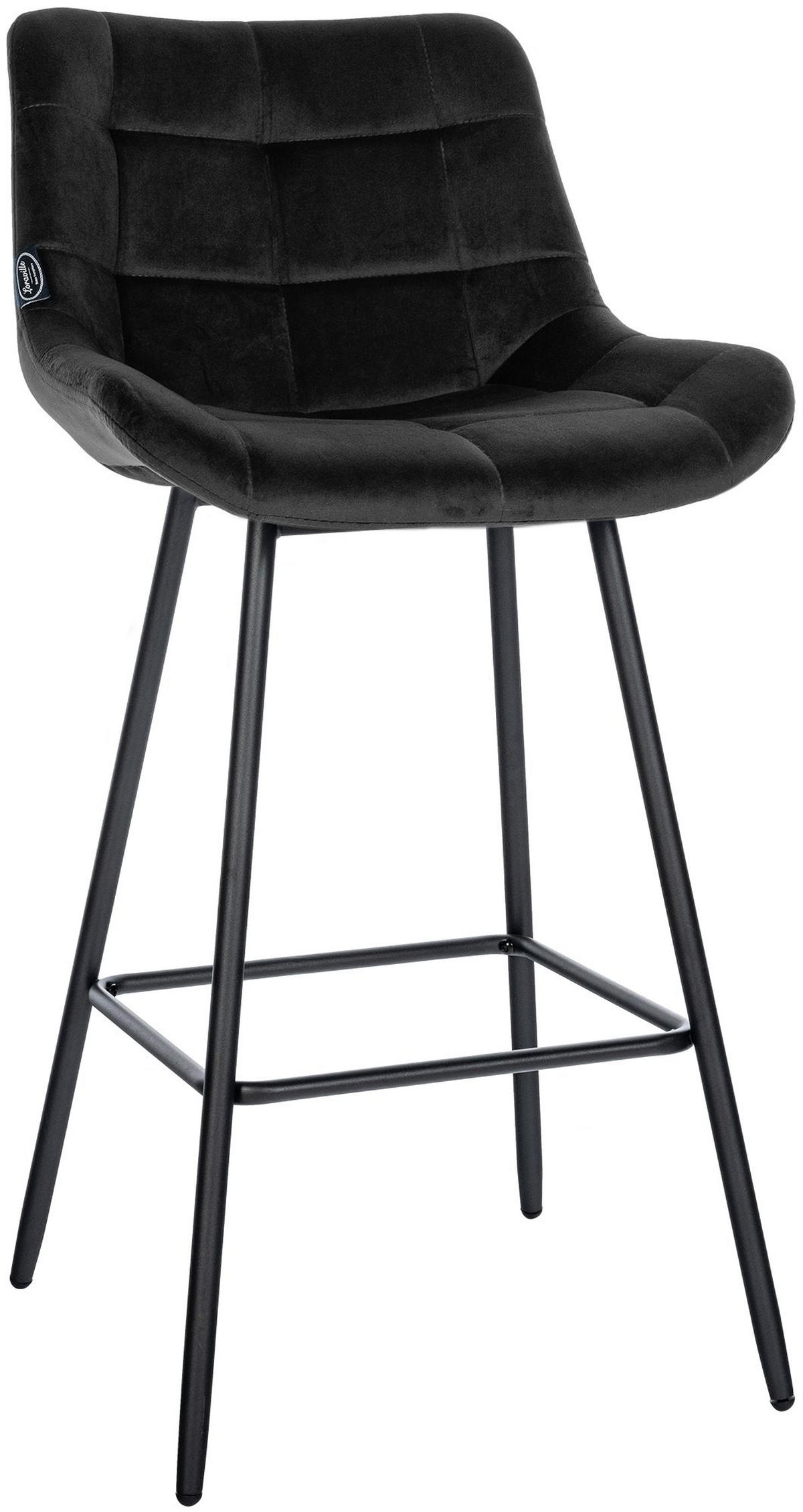 BARHOCKER Samt schwarz - Schwarz, Textil/Metall (49/104/56cm) - CLP