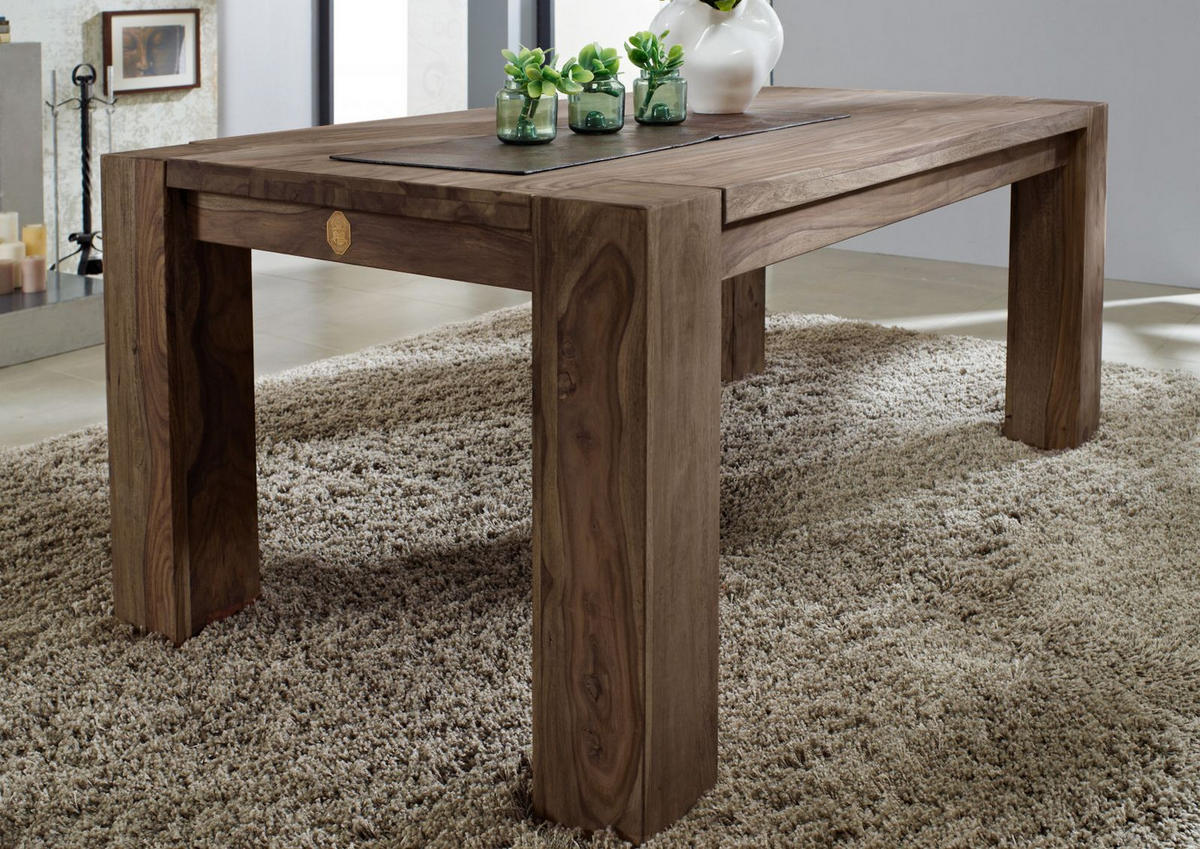 ESSTISCH Sheesham 240x100x76 grau geölt NATURE GREY #608 - Grau, Holzwerkstoff (100/240/76cm) - Massivmoebel24