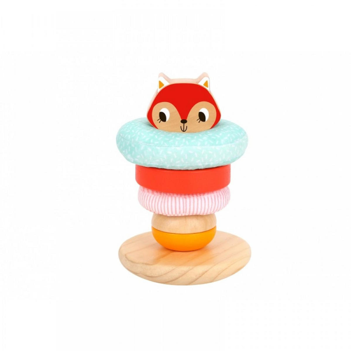 STAPELTURM Fuchs TH826 bunt 7 Teile, Holz, Fuchs-Motiv, schaukelnde Basis, ab 12 Monaten, haltbar - Multicolor, Holz (12/18/12cm) - Tooky Toy