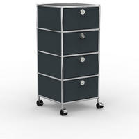 BÜRO-ROLLCONTAINER, Metall, 40 cm, 4 Schubladen, Anthrazitgrau - Chromfarben/Silberfarben, Metall (40/89.8/39.7cm) - Versee