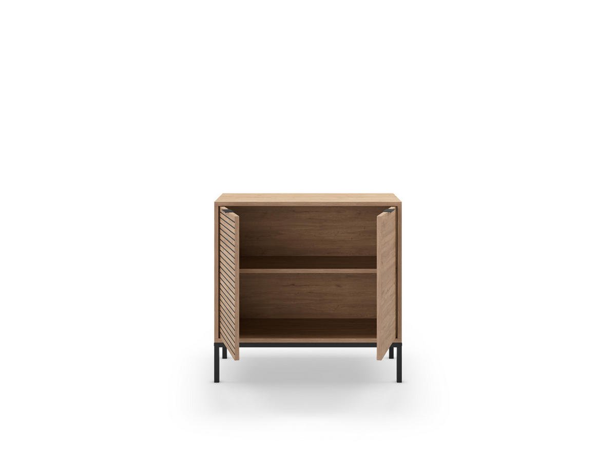 KLEINES Buffet mit 2 Türen und Metallfüßen Ariel - L80 cm - Braun, Holz (40/80/80cm) - Calicosy