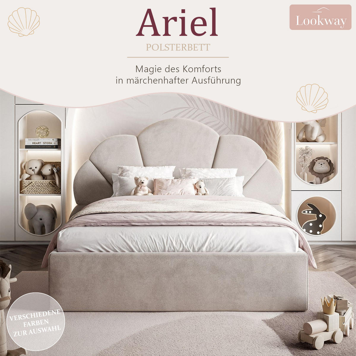 POLSTERBETT ARIEL mit Bettkasten 90x200 cm Element 17 - Beige, Textil (90/200cm) - Lookway