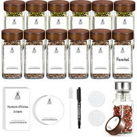 GEWÜRZGLÄSER 12-teiliges Set mit Holzdeckel 120ML - Multicolor, Glas (4.5/10.5/4.5cm)