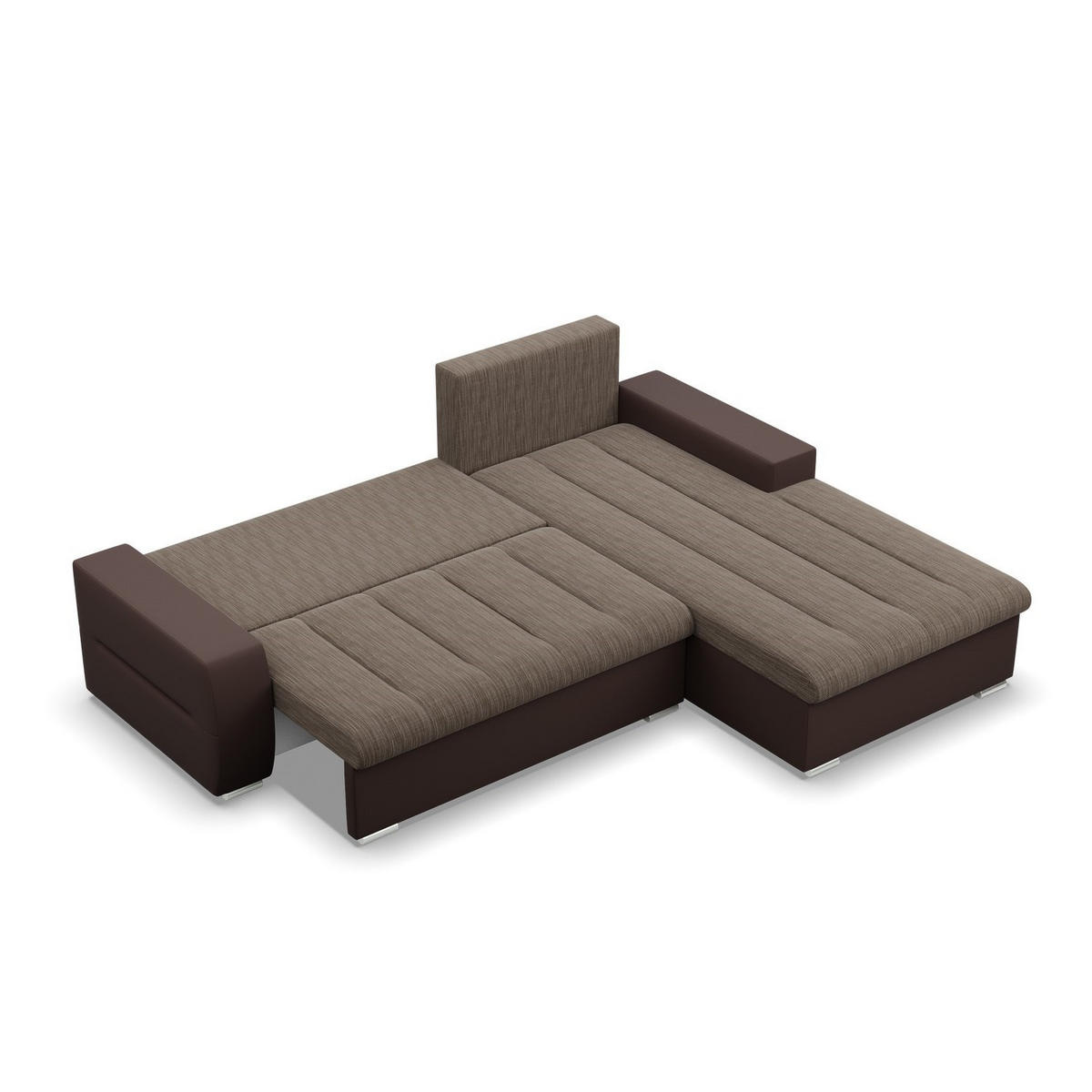 ECKSOFA MIT SCHLAFFUNKTION AURORA RECHTS, Braun + Braun - Braun, Textil (243/200cm)