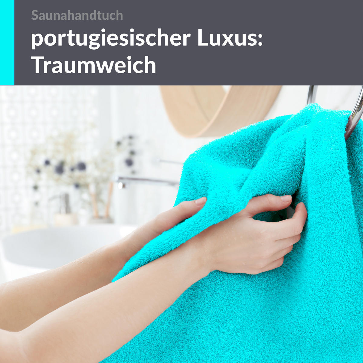 BADETUCH London Lagunen Türkis 100x200 cm - Türkis, Textil (100/200cm) - Lashuma